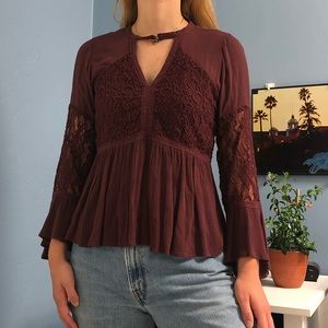 70s ERA BOHO LACE TOP